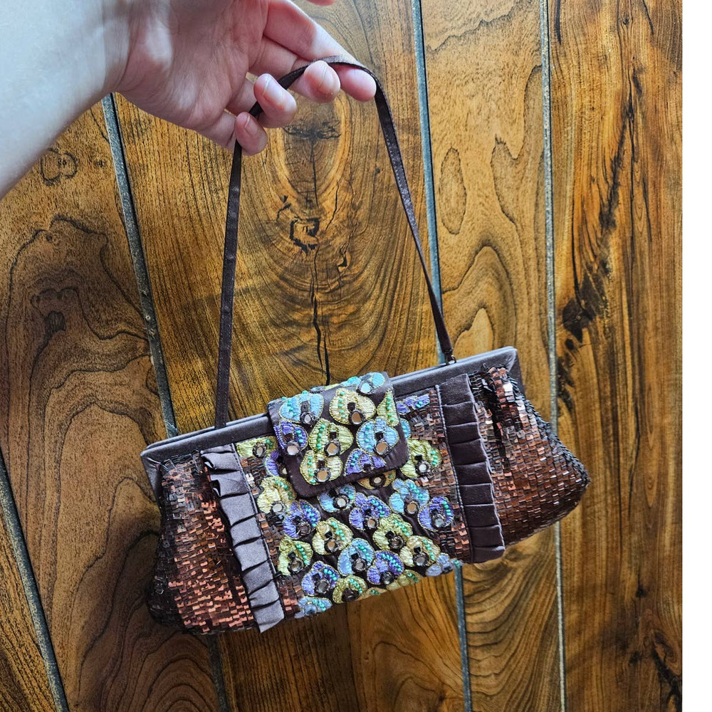 ❤️‍ Vintage Santi Mirror Sequin Embellished Shoulder Bag Clutch Boho Maximalist